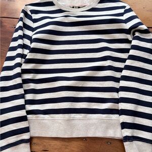 Boden Navy and White Lace Trim crew neck sweatshirt